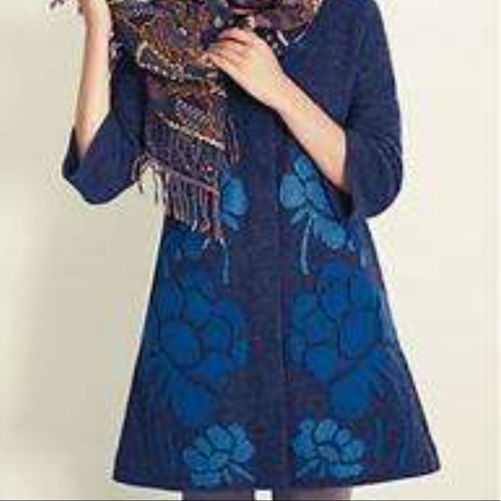 Anthropologie blue & grey merino wool snap jacket - Picture 2 of 14